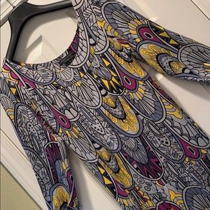 BCBG Maxazria half circle neck multicolored dress